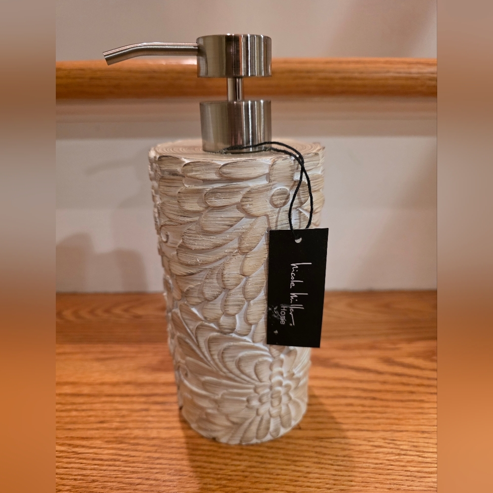 Nicole Miller Cream Floral Soap Dispenser